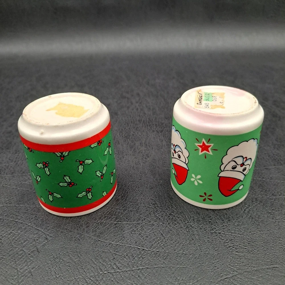 Vintage Target Christmas Votive Candle Holders Set of 2 Santa Claus Holly Berry